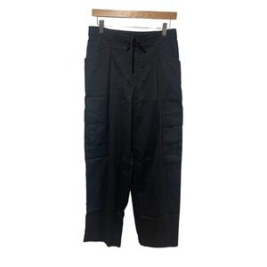 Athleta Pants Womens Small Black Paradise Straight Leg Cargo Linen Blend Active